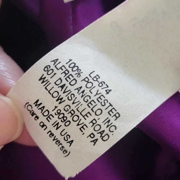 90's Alfred Angelo Purple Satin Sweetheart Puff Sleeve Prom Bridesmaid Dress - Picture 7 of 12